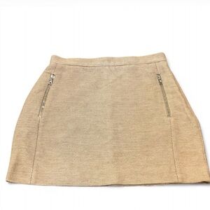 Sandro Beige Mini Skirt with Zipper Accents
